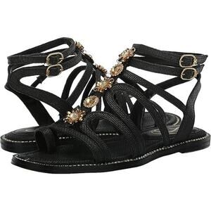 NWT Sam Edelman Tianna Floral Accent Gladiator Sandals Black Woven Women's 8.5